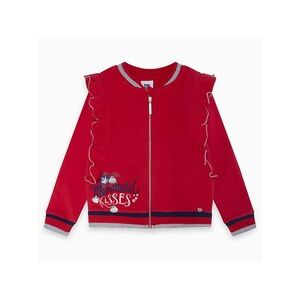 Red Kids Jacket with Ruffle Details